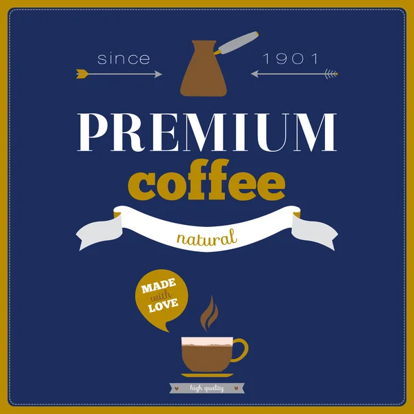 Cartaz de café com molduras e etiquetas — Vetor de Stock