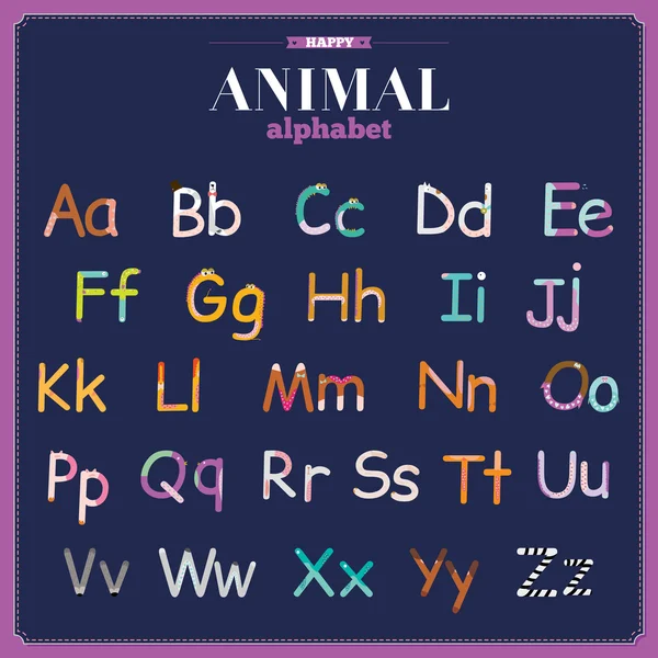 Alphabet zoo drôle et mignon ABC — Image vectorielle