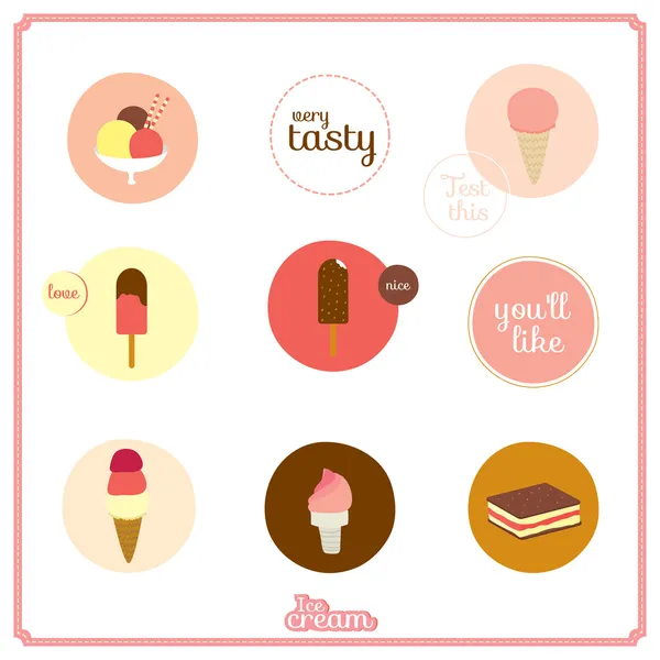 Set van pictogrammen voor cute ontwerp dessert icons in cirkels — Stockvector