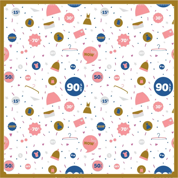 Seamless pattern with vintage hipsters unique sale tags — Stock Vector