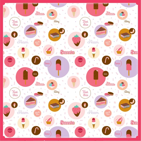 Food seamless pattern with dessert icons — Stock Vector