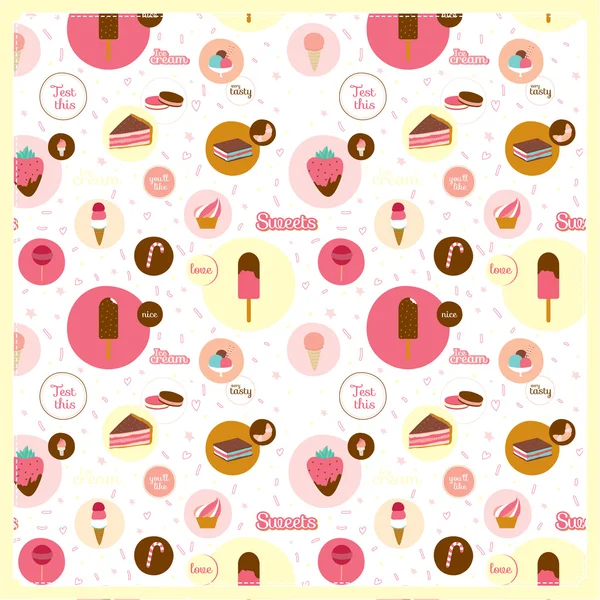 Food seamless pattern with dessert icons — Stock Vector