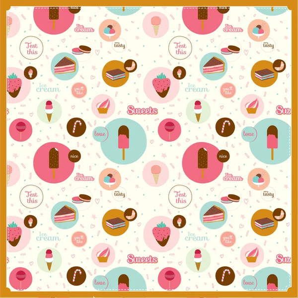 Food seamless pattern with dessert icons — Stock Vector