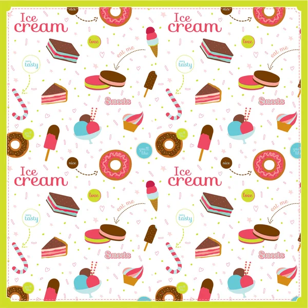 Food pattern with dessert icons — Stock Vector