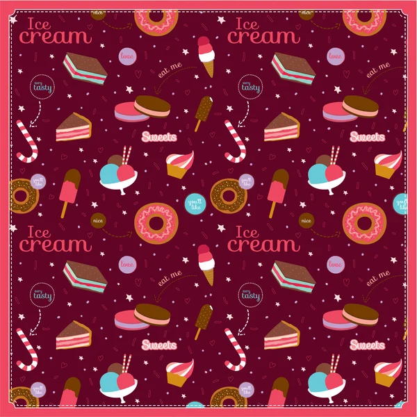 Food pattern with dessert icons — Stock Vector