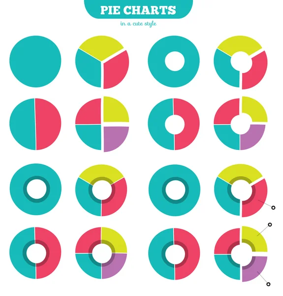 Set di diagramma cerchio colorato per il vostro disegno — Vettoriale Stock