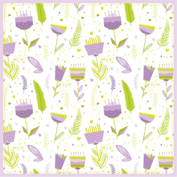 Floral seamless pattern with flowers icons — Stock Vector