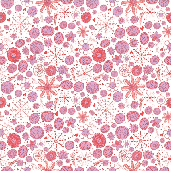 Floral seamless pattern with flowers icons — Stock Vector