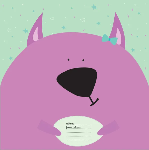 Carte de vœux avec dessin animé et animaux drôles avec texte de place — Image vectorielle