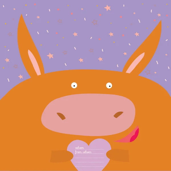 Tarjeta de felicitación con dibujos animados y animales divertidos con texto de lugar — Vector de stock