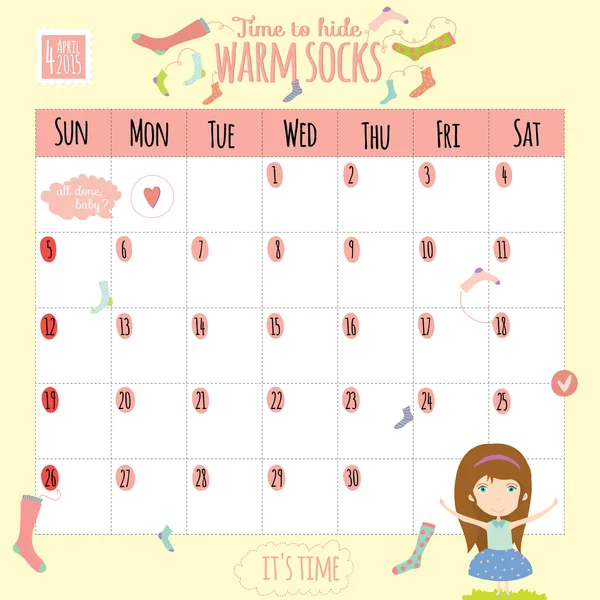 Calendario inusual para 2015 con dibujos animados y animales divertidos y niños con texto de lugar . — Vector de stock