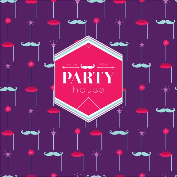 Seamless pattern with retro party elements. — Stock Vector