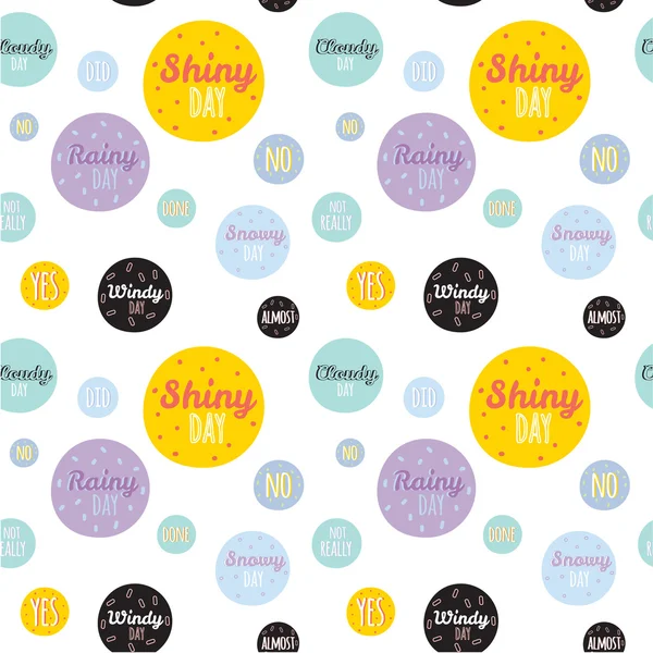 Unusual seamless childish pattern with cartoon and funny smiley weather icons. — Stock Vector