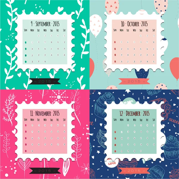 Calendario inusual para 2015 — Vector de stock