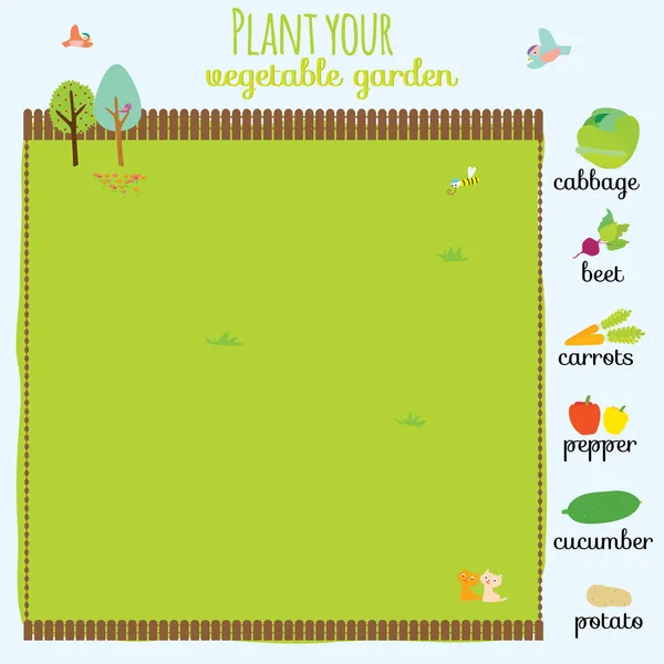 Concepto de juego donde tienes que plantar tu jardín — Vector de stock