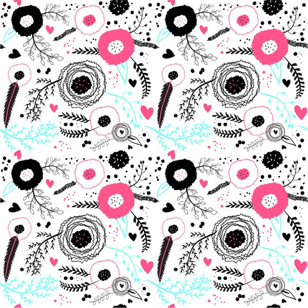 Set of  floral seamless pattern — Stock Vector