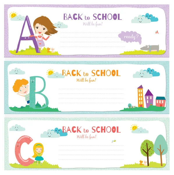 Set met ontwerpelementen voor back to school sjabloonontwerp. — Stockvector