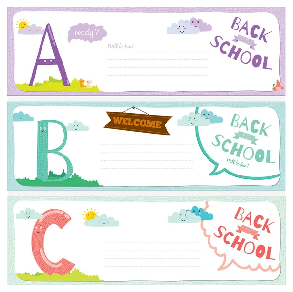 Set met ontwerpelementen voor back to school sjabloonontwerp. — Stockvector