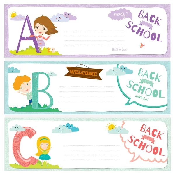 Set met ontwerpelementen voor back to school sjabloonontwerp. — Stockvector