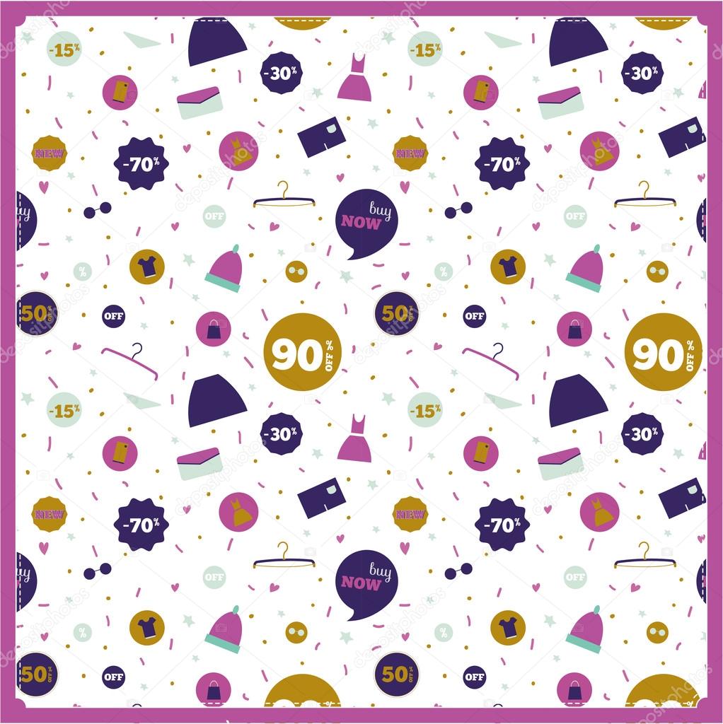 Seamless pattern with vintage hipsters unique sale tags