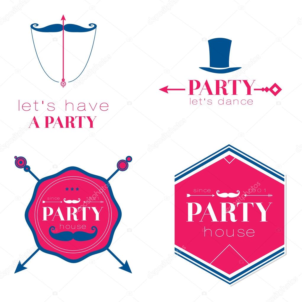 Set of  design of retro party elements
