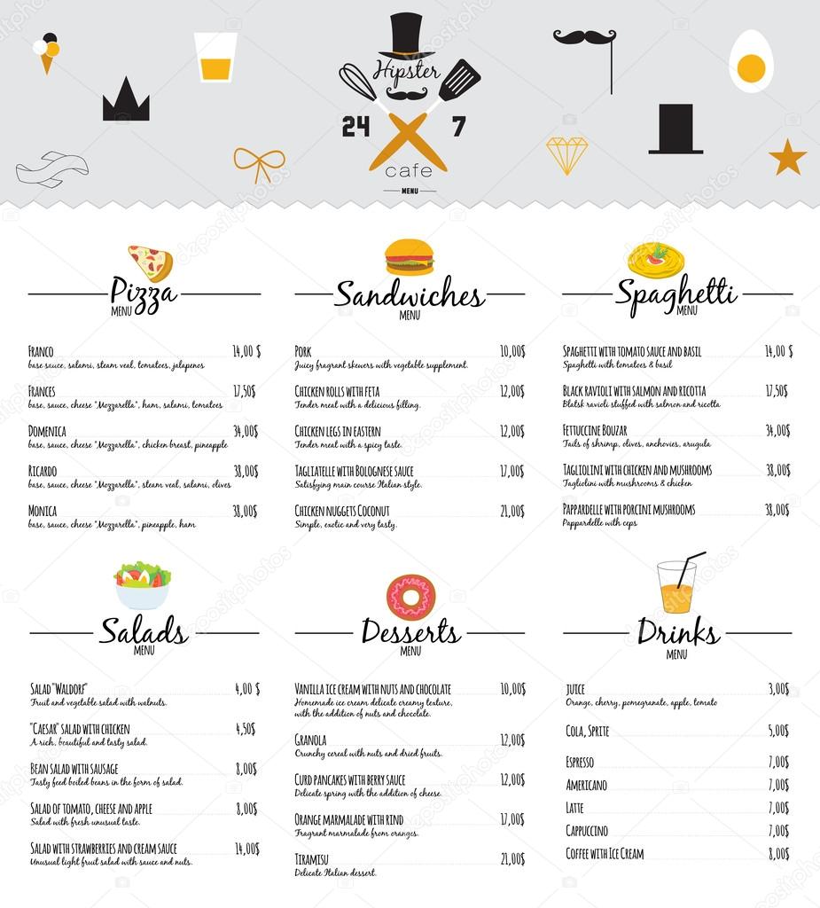 Big set of restaurant and cafe menu design