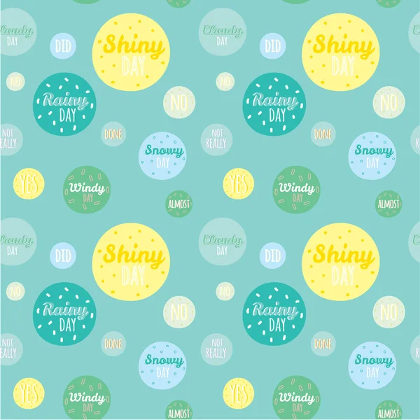 Unusual seamless childish pattern with cartoon and funny smiley weather icons — Stock Vector