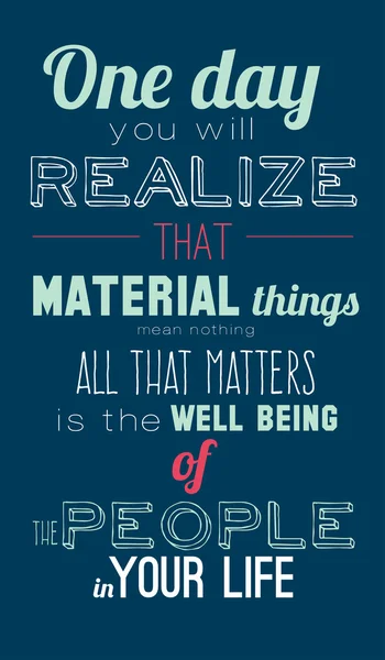 .ある日、物質的な事柄がすべてあなたの人生の人々の幸福であることを理解する — ストックベクタ