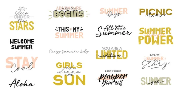 Outdoor Leisure Activity Quotes Trendy Summer Typographic Lettering Summer Girl Royalty Free Stock Illustrations