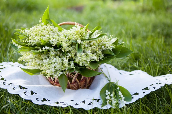 Sepetteki vadideki güzel zambak demeti