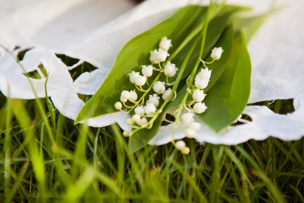 Beautiful Bouquet Lily Valley Basket — Stock Photo, Image