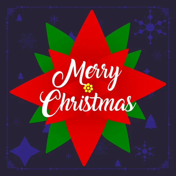 Poinsettia ile Noel tebrik kartı. Noktalı Noel davetiyesi ve süs çerçevesi. Noel kutlaması için bir şablon, süs ve puantiyeli. Noel tebrik kartı..