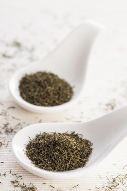 kaşık üzerine dereotu