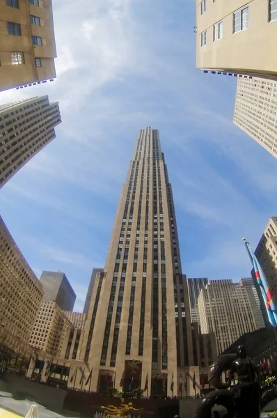 Nowość York City Września Wielki Kątowy Widok Plac Rockefellera — Zdjęcie stockowe