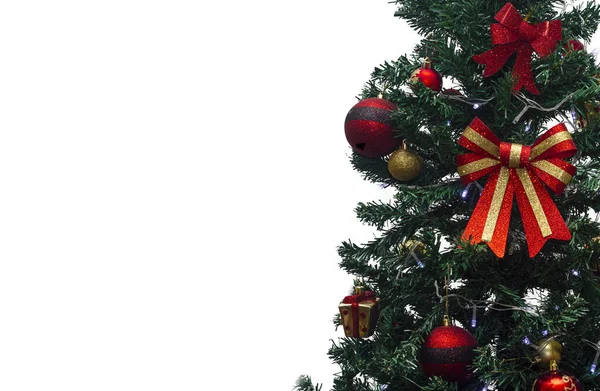 Primer Plano Las Decoraciones Árbol Navidad Con Fondo Blanco — Foto de Stock