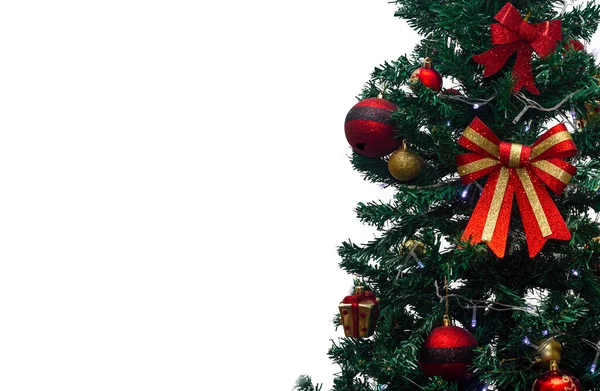 Primer Plano Las Decoraciones Árbol Navidad Con Fondo Blanco — Foto de Stock