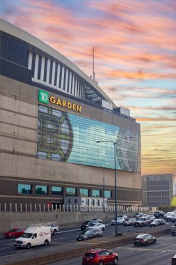 Boston, MA, ABD, 16 Mayıs 2022: TD Garden 'ın dışı. Bu arena Boston Celtics ve Boston Bruins 'e ev sahipliği yapıyor..