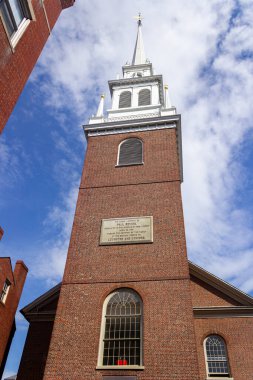 Boston, MA, USA - May 16, 2022: The Old North Church. This place is where Paul Revere lightened his signaling lamps.