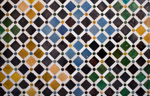 красочные плитки, арабский стиль, в Альгамбре, Гранада