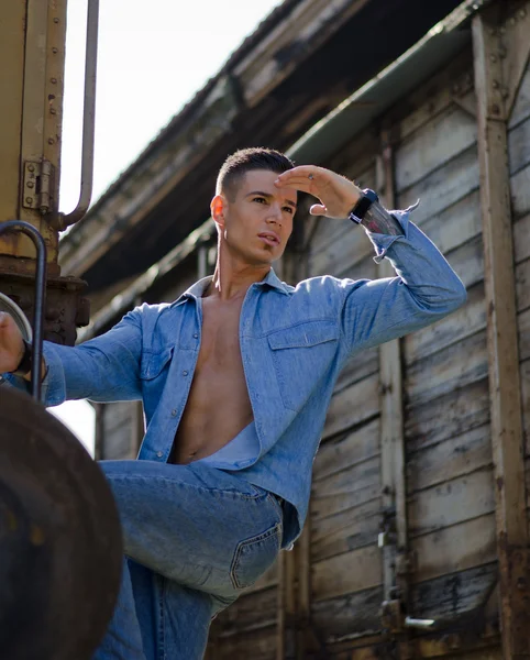 Handsome male model looking far — Stock Photo, Image