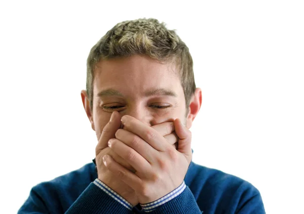 Young man trying not to laugh — Stock Photo, Image