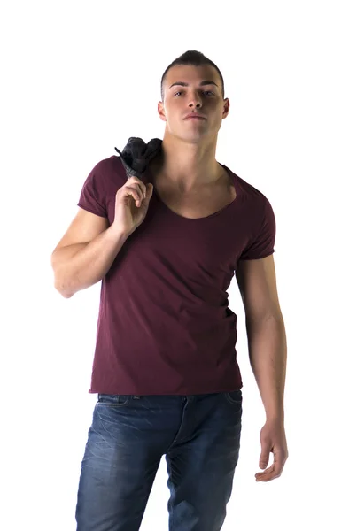 Stilig ung man med t-shirt och jeans — Stockfoto