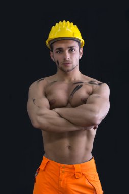 м'язова молодих будівництво працівник сорочки носити hardhat