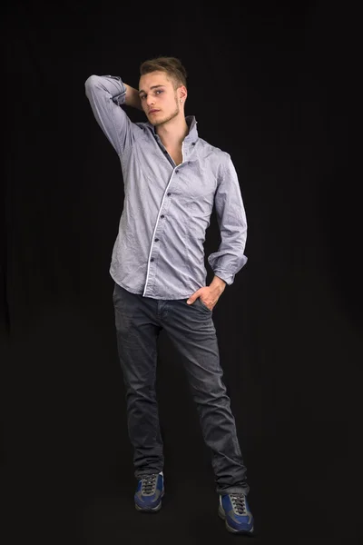 Full length portrait of handsome blond young man — Stock Photo, Image