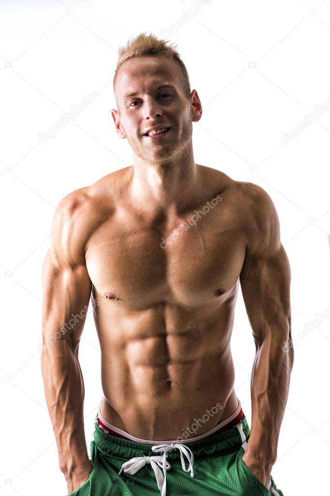 Muscular shirtless male model