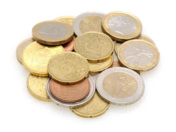 Monedas en euros — Foto de Stock