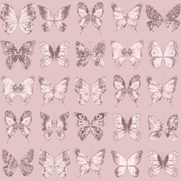 Papillons Rose Pastel Scintillant Luxe Abstrait Fond Motif Sans Couture — Photo