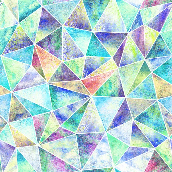Abstracte Geometrische Driehoeken Naadloos Patroon Aquarel Multicolor Met Hand Getekend — Stockfoto