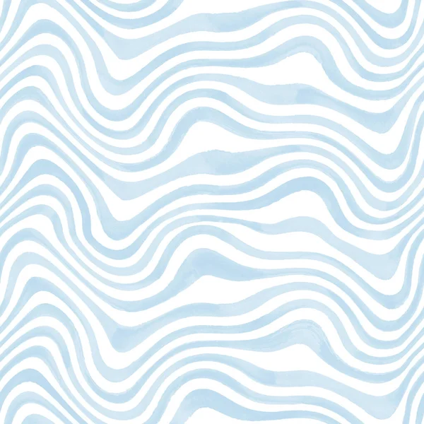 Soyut moda dalgalı çizgili suluboya arka plan. El çizimi, mavi renkli çizgiler, pürüzsüz desen. Suluboya dalgaları moda dokusu. Tekstil, kumaş, duvar kağıdı, ambalaj kağıdı baskısı.