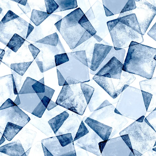 Çağdaş sanatın kusursuz bir geçmişi var. Soyut grunge kare geometrik şekiller. Suluboya el mavi dikdörtgen çizer, kare desen çizer. Tekstil, duvar kağıdı ve ambalaj kağıdı için suluboya baskı.